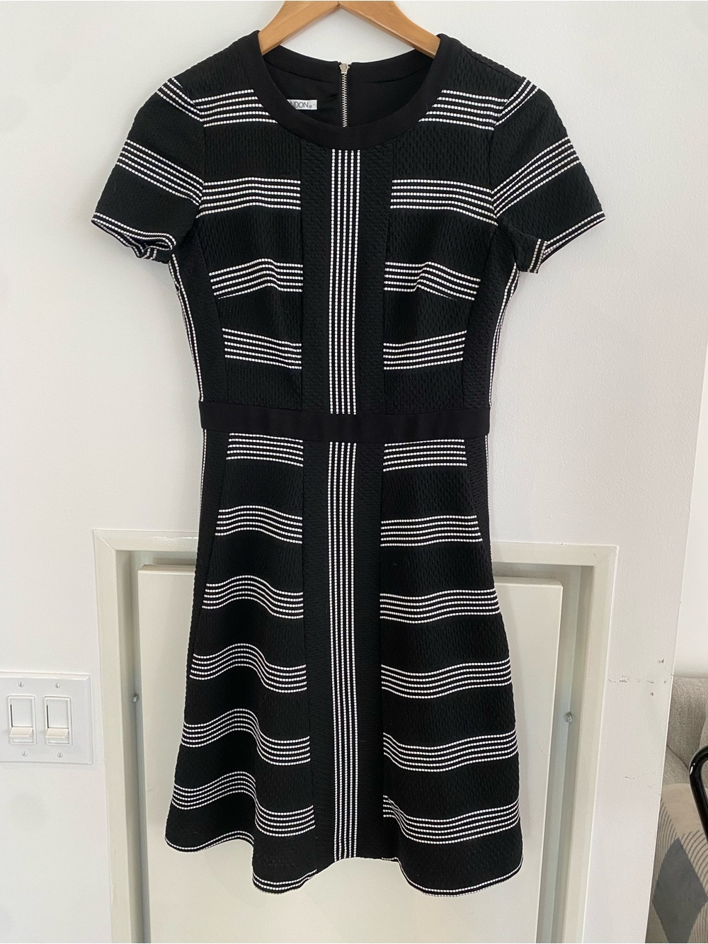 Black and White Striped Fit-and-Flare Dress